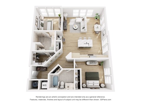 Floor plan for 2 beds, 2 baths, 1188 sqft